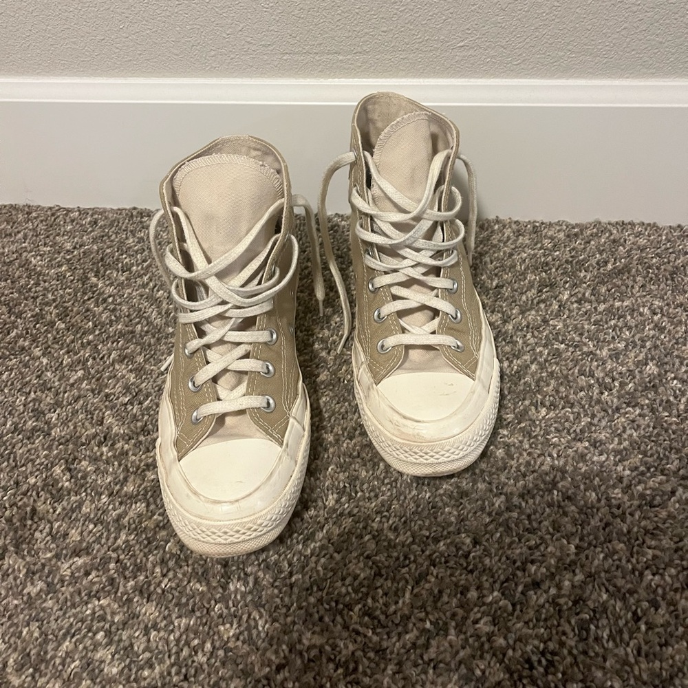 Custom made tan and white converse size women’s 8 - Picture 2 of 3